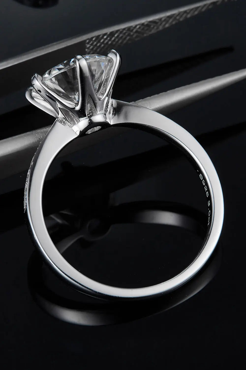3 Carat Moissanite Side Stone Ring - GlossiChic Collection Silver / 4.5 GlossiChic Collection jewelry