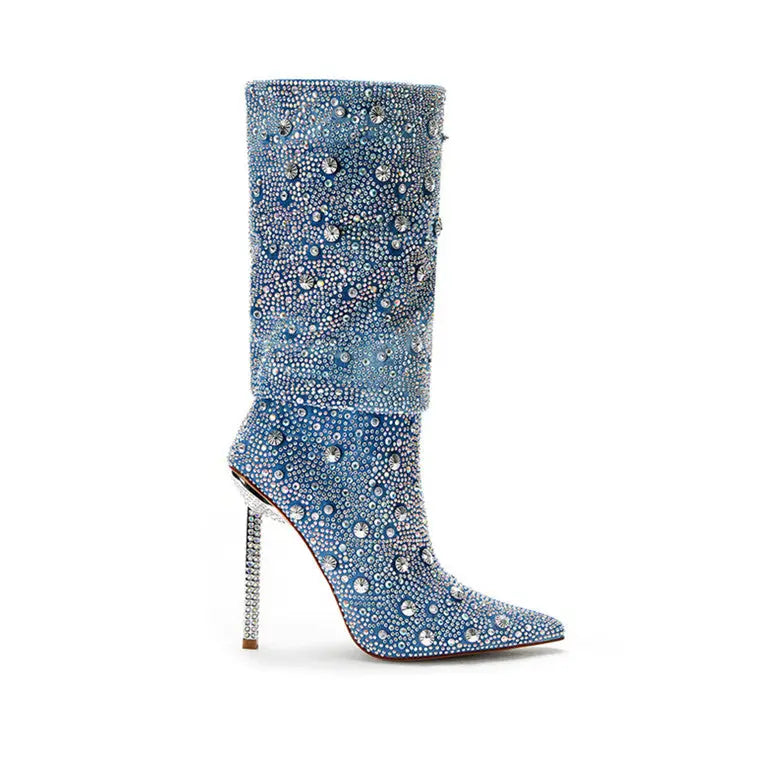 Steppin Into Bling Point-Toe Heel Boots GlossiChic Collection