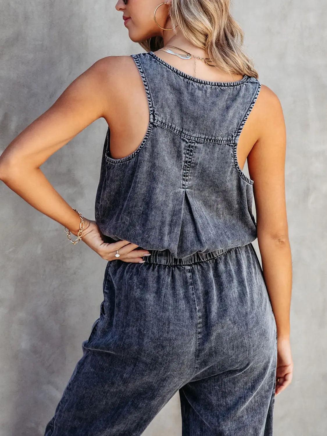 Drawstring Waist Sleeveless Jumpsuit - GlossiChic Collection