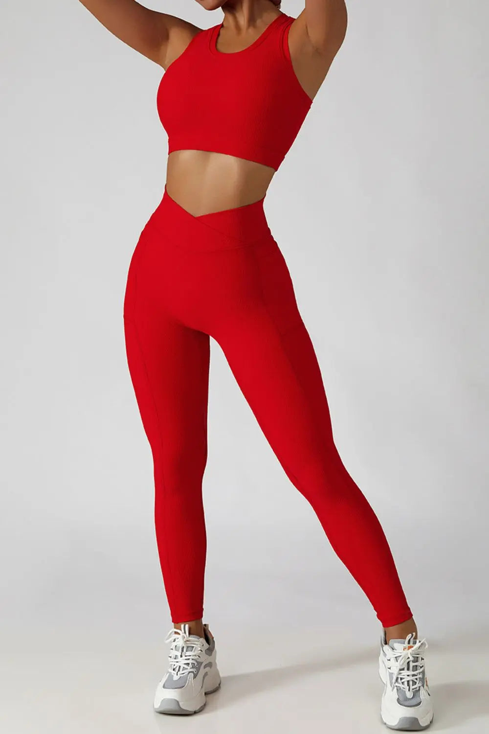 Crossover Tummy Control Waist Active Leggings - GlossiChic Collection