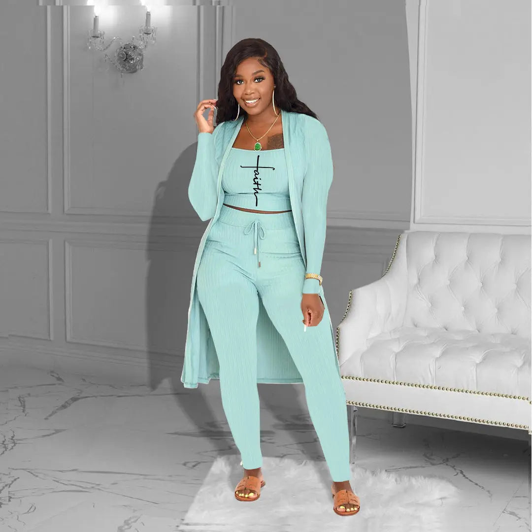 Faith Solid Color Three-piece Suit - GlossiChic Collection