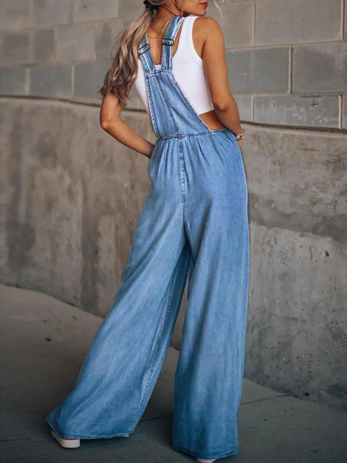Wide Leg Denim Overalls - GlossiChic Collection Medium / S GlossiChic Collection Jumpers & Rompers
