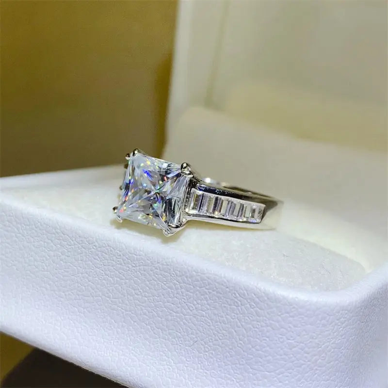 3 Carat Moissanite 925 Sterling Silver Square Shape Ring - GlossiChic Collection Silver / 5 GlossiChic Collection jewelry