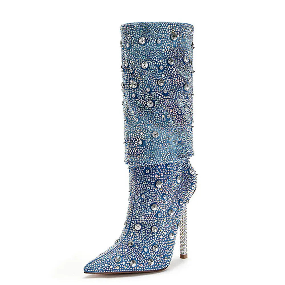 Steppin Into Bling Point-Toe Heel Boots GlossiChic Collection