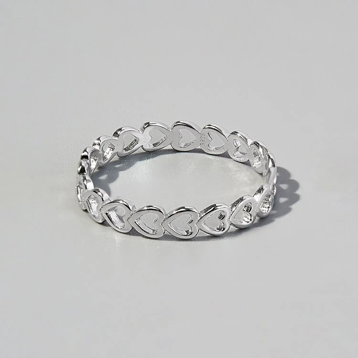 925 Sterling Silver Heart Link Ring - GlossiChic Collectionjewelry