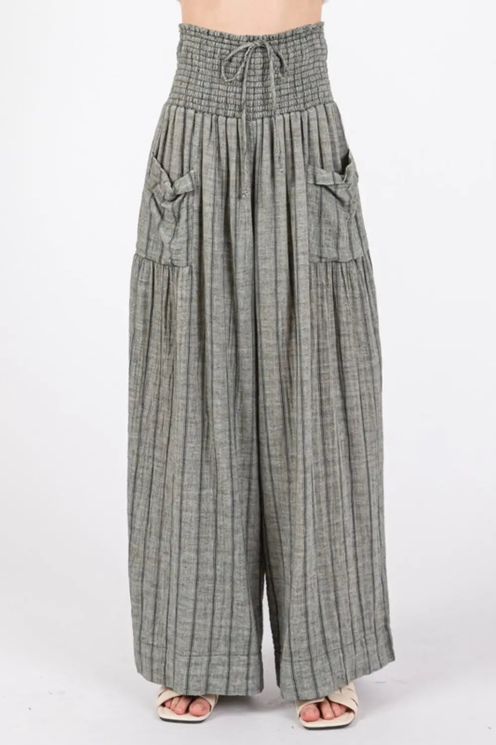 Cotton Gauze Wash Stripe Pants - GlossiChic Collection