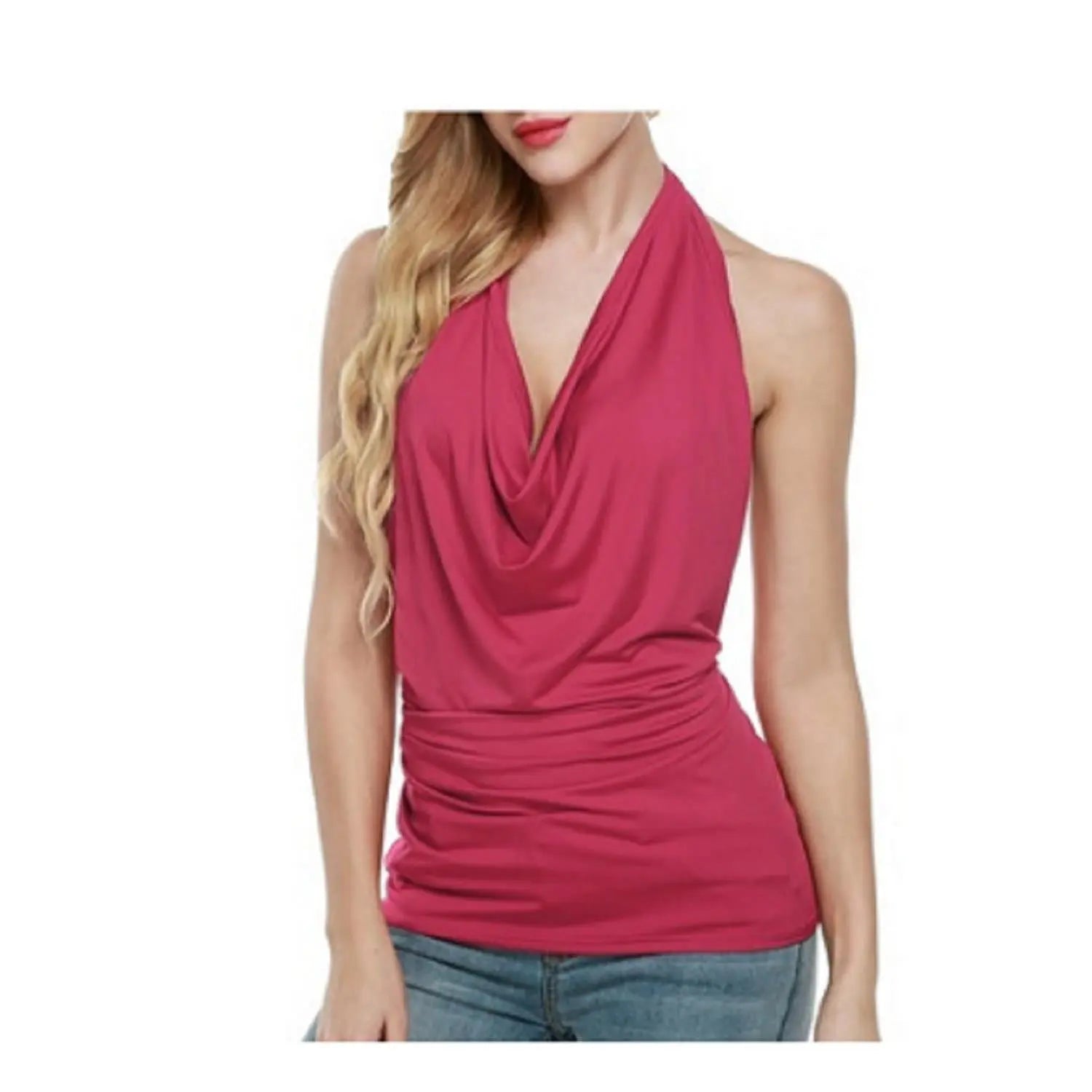 Slim Deep V Swing Neck Halter Top GlossiChic Collection