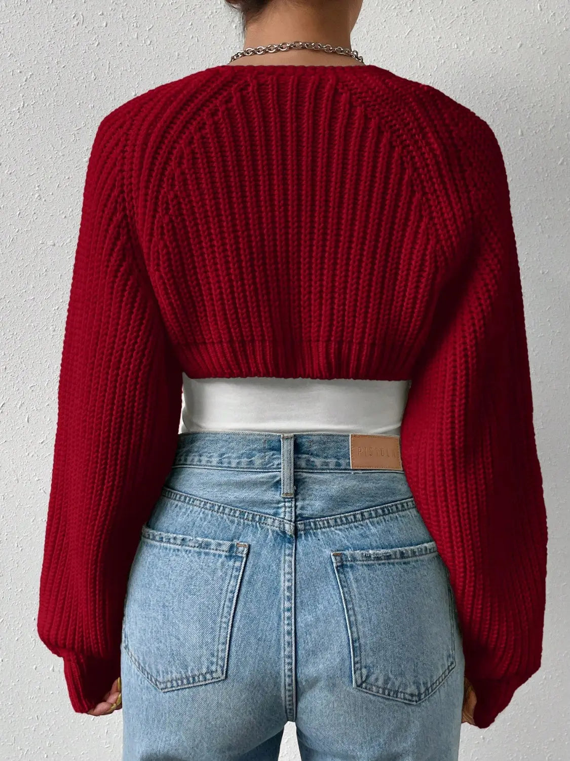 Honey Open Front Long Sleeve Cropped Cardigan Trendsi