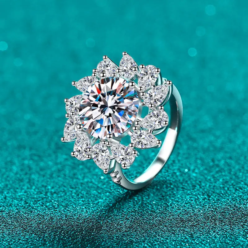 5 Carat Moissanite 925 Sterling Silver Flower Shape Ring Trendsi