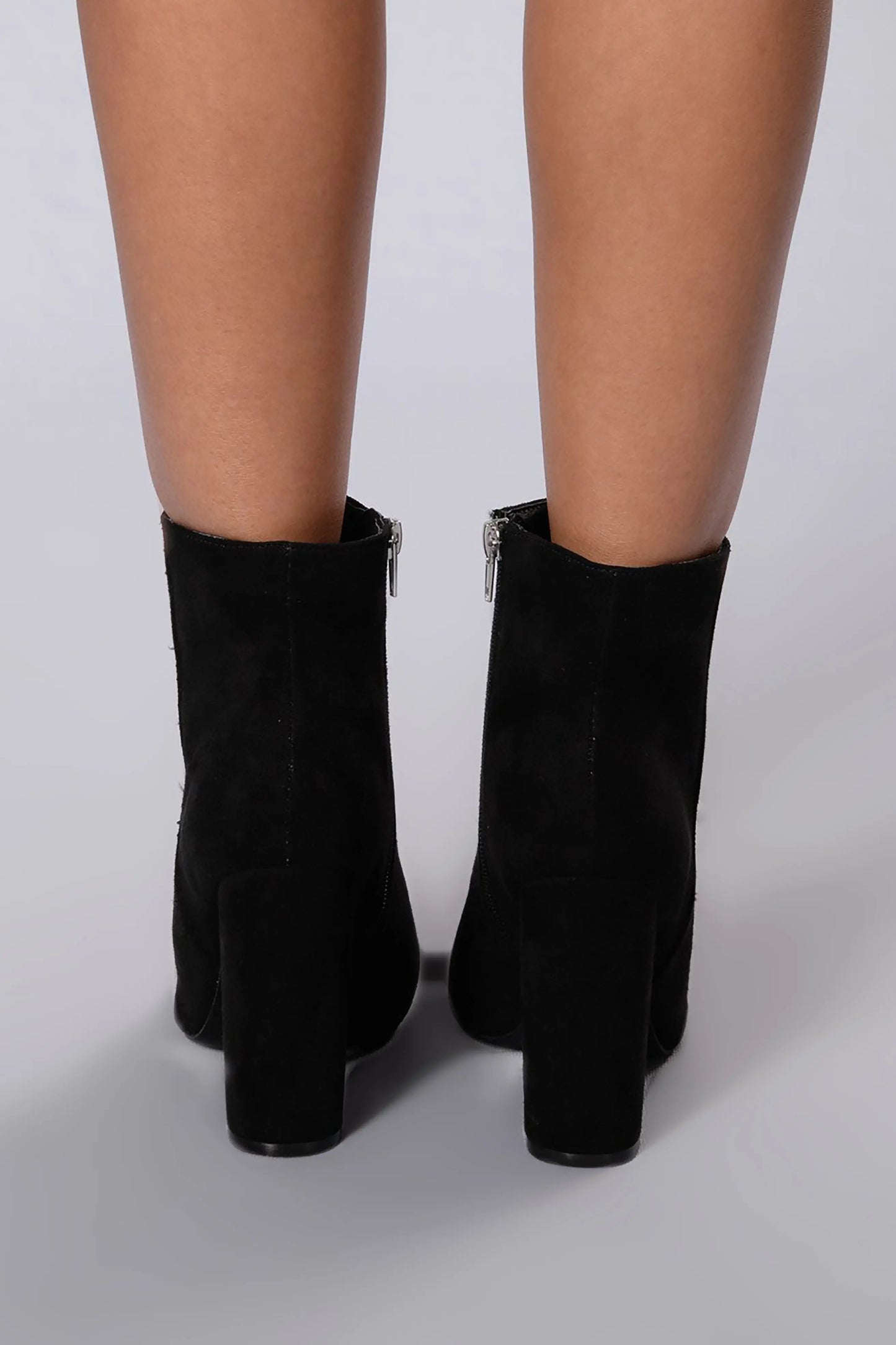 Suede Peek of Boo Bootie Heel - Black GlossiChic Collection