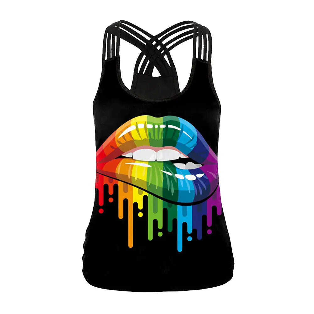 Gold Powder Digital Printed Camisole - GlossiChic Collection WB104 034 / S GlossiChic Collection Shirts & Tops