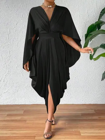 Cloak Pleated Wave Dress - GlossiChic Collection