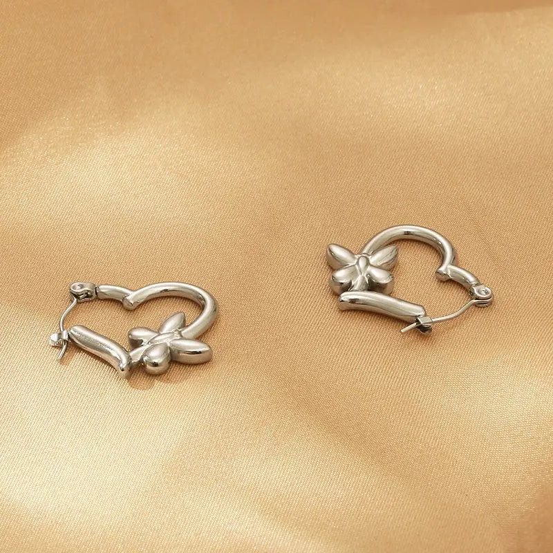 Titanium Steel Heart & Butterfly Earrings Trendsi