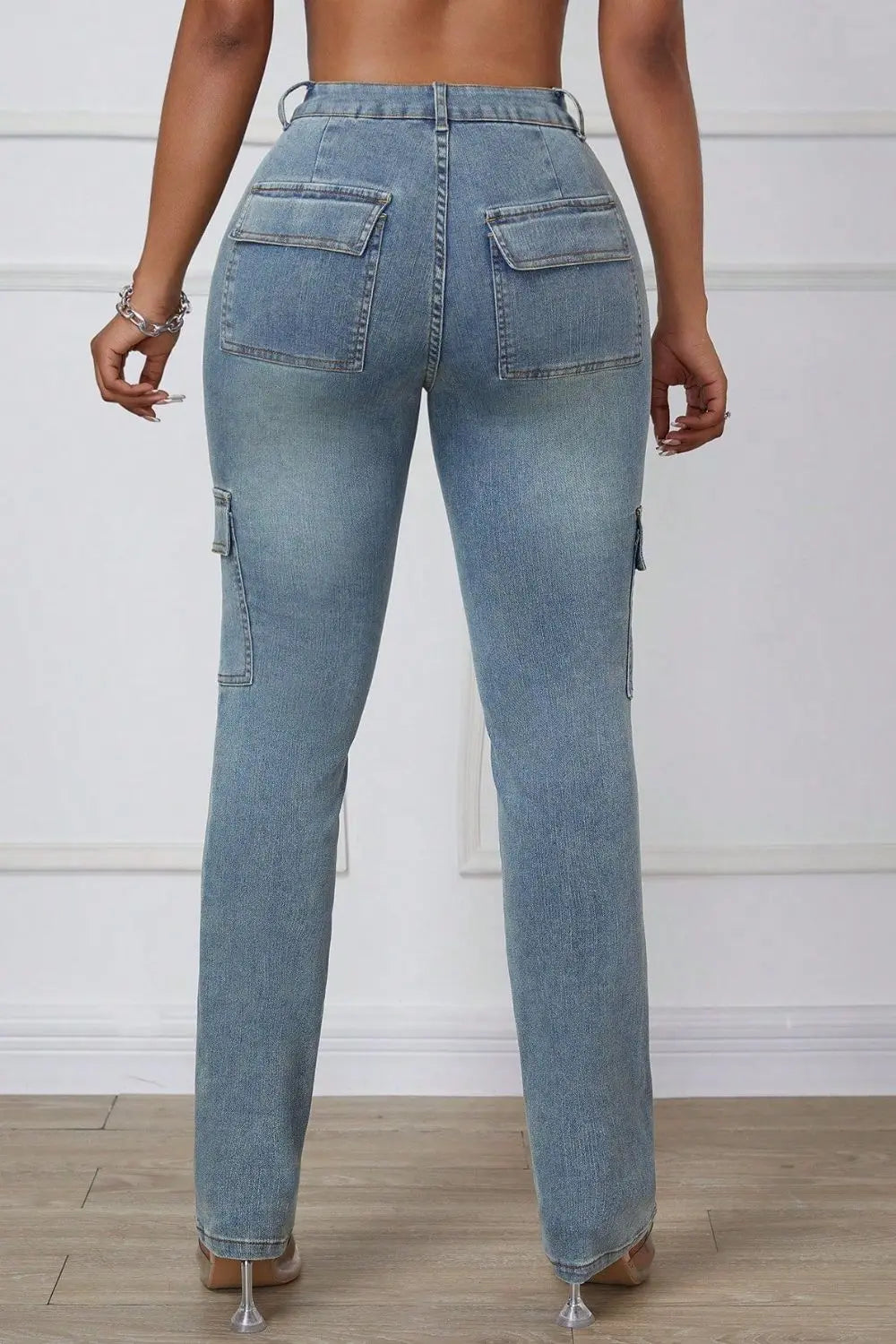 Skinny Jeans with Cargo Pockets Trendsi