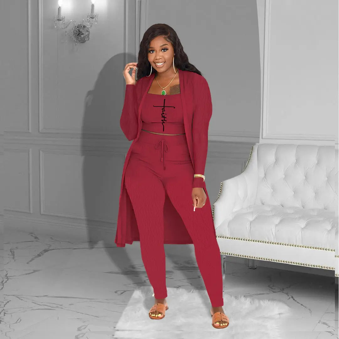 Faith Solid Color Three-piece Suit - GlossiChic Collection