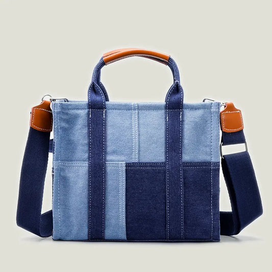 Denim Canvas Stitching Large Capacity Bag - GlossiChic Collection