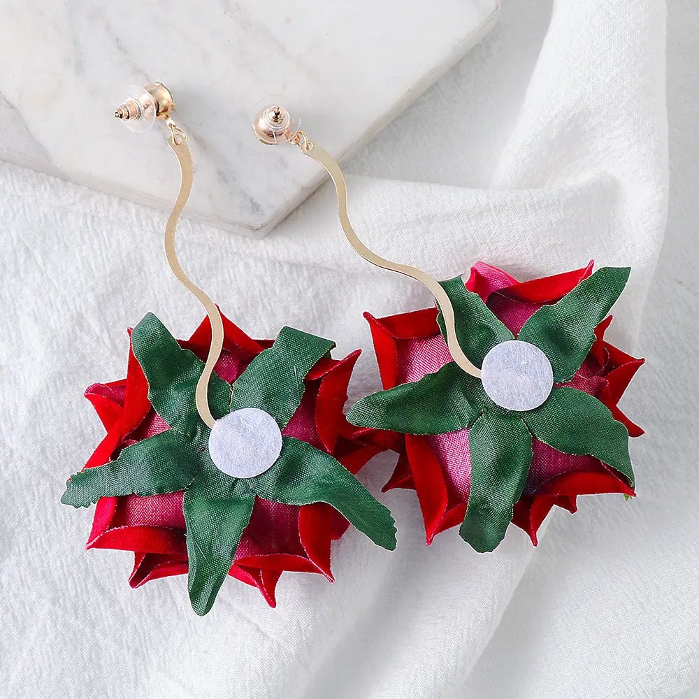 Alloy Rose Dangle Earrings - GlossiChic CollectionEarrings
