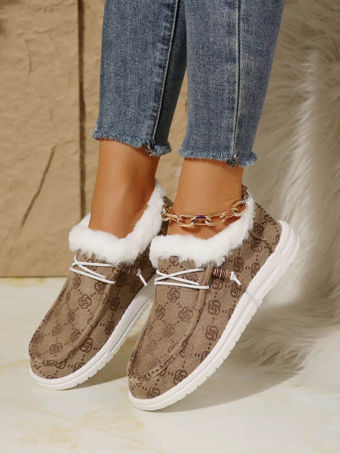 Printed Round Toe Flat Slip-Ons Trendsi