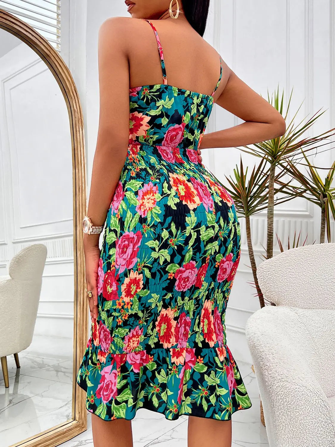 Floral Sweetheart Neck Cutout Dress - GlossiChic Collection