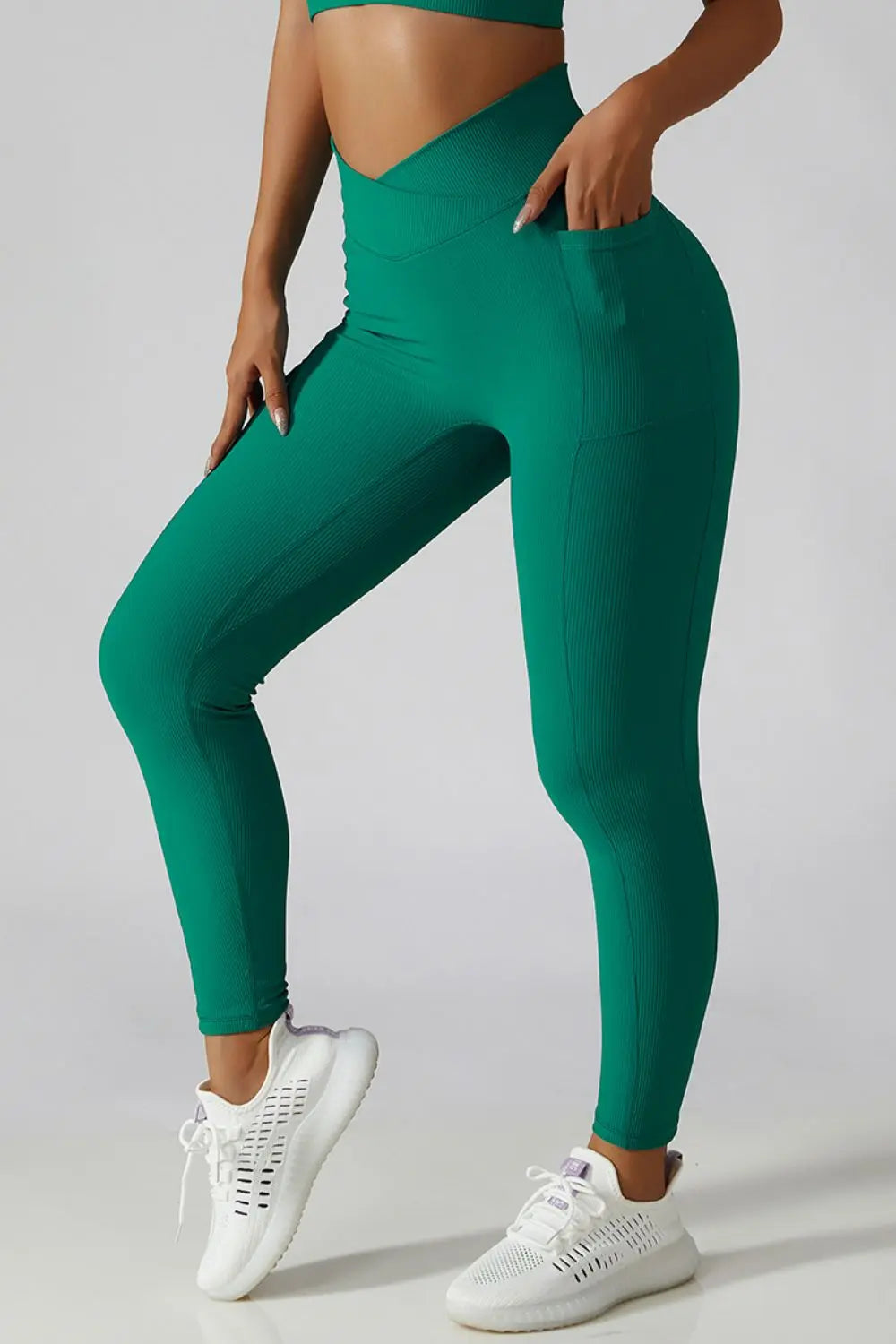 Crossover Tummy Control Waist Active Leggings - GlossiChic Collection