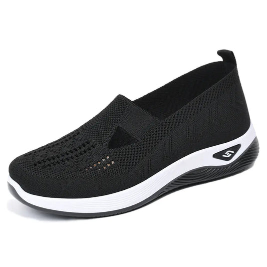 Breathable Mesh Round Toe Wedge Sneakers - GlossiChic CollectionShoes