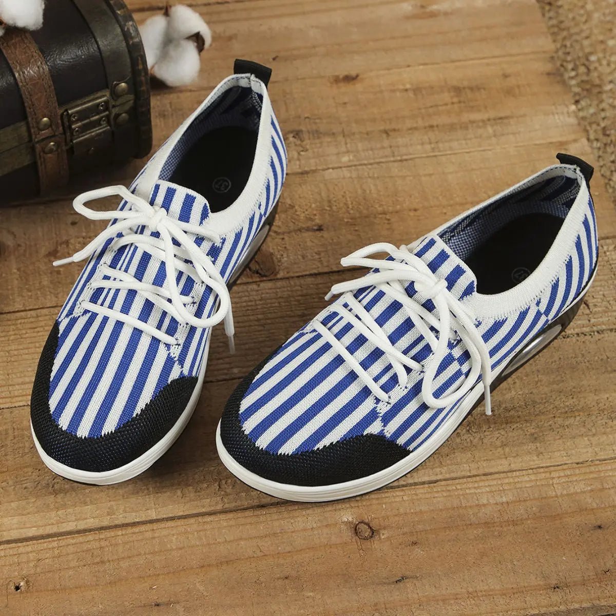 Breathable Stripe Mesh Round Toe Athletic - GlossiChic CollectionShoes