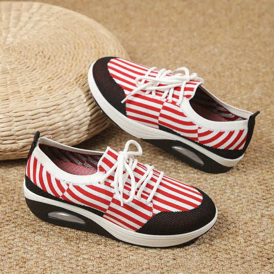 Breathable Stripe Mesh Round Toe Athletic - GlossiChic CollectionShoes