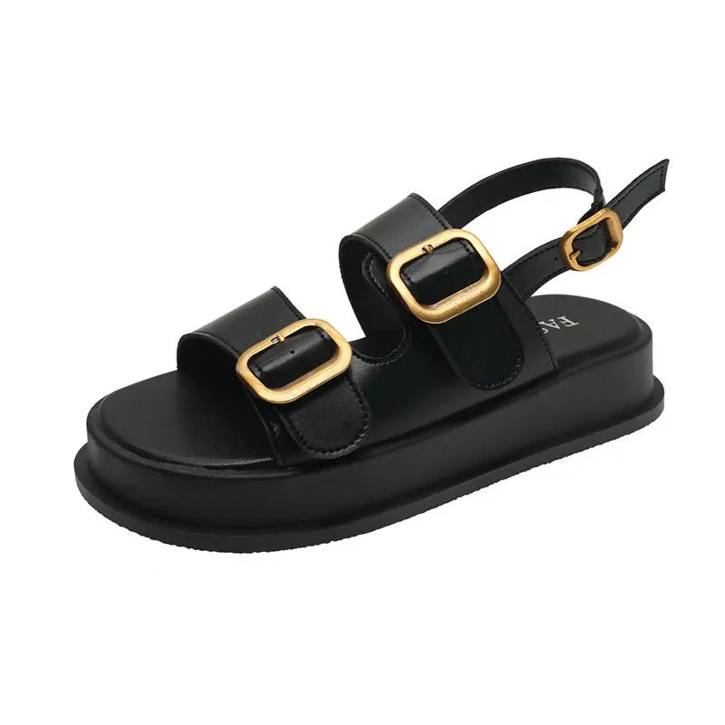 Buckle Open Toe Platform Sandals - GlossiChic CollectionShoes