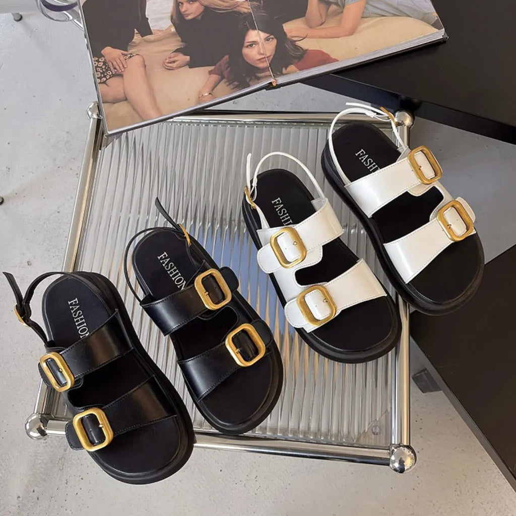 Buckle Open Toe Platform Sandals - GlossiChic CollectionShoes