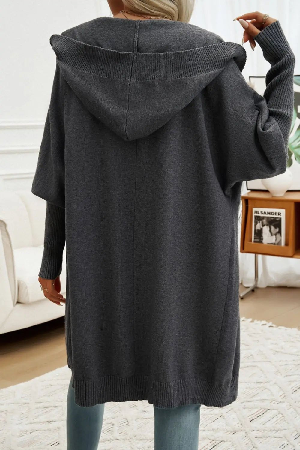 Button Up Long Sleeve Hooded Cardigan - GlossiChic CollectionBlazer & Cardigan