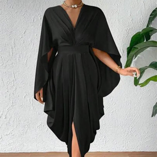 Cloak Pleated Wave Dress - GlossiChic Collection