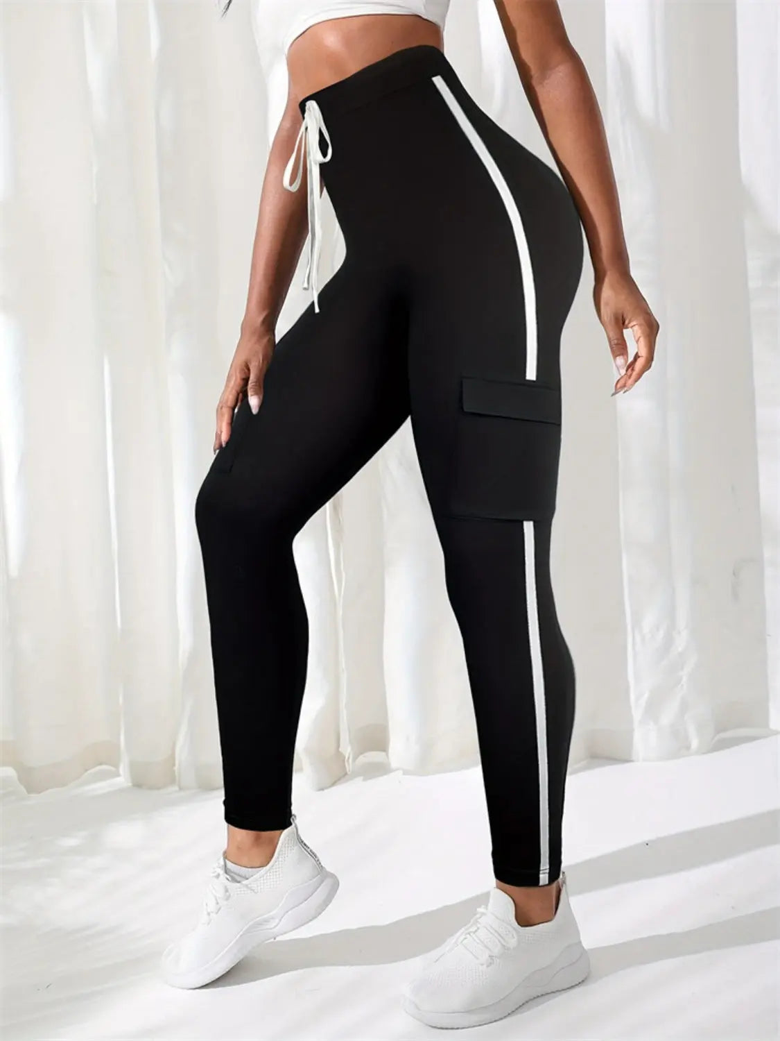 High Waist Skinny Pants with Pockets Trendsi