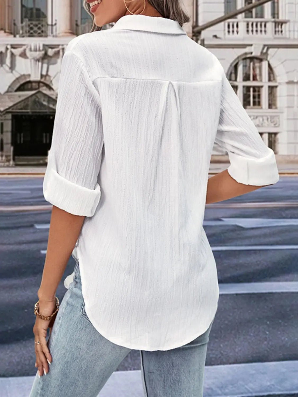 Collared Neck Half Sleeve Twisted Shirt - GlossiChic CollectionShirts & Tops