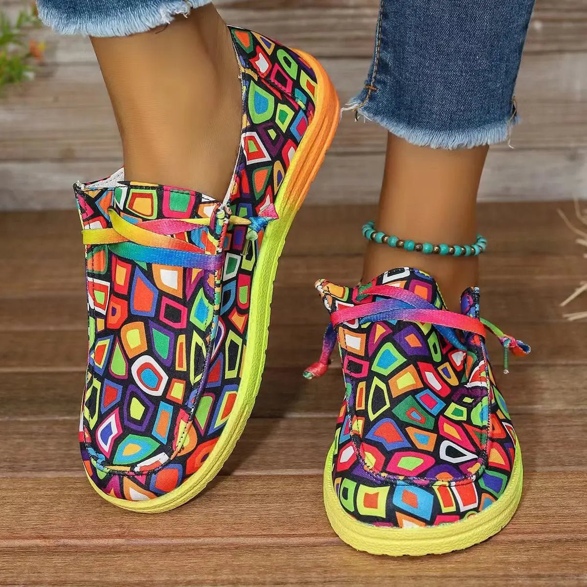 Colorful Round Toe Canvas Slip - Ons - GlossiChic CollectionShoes