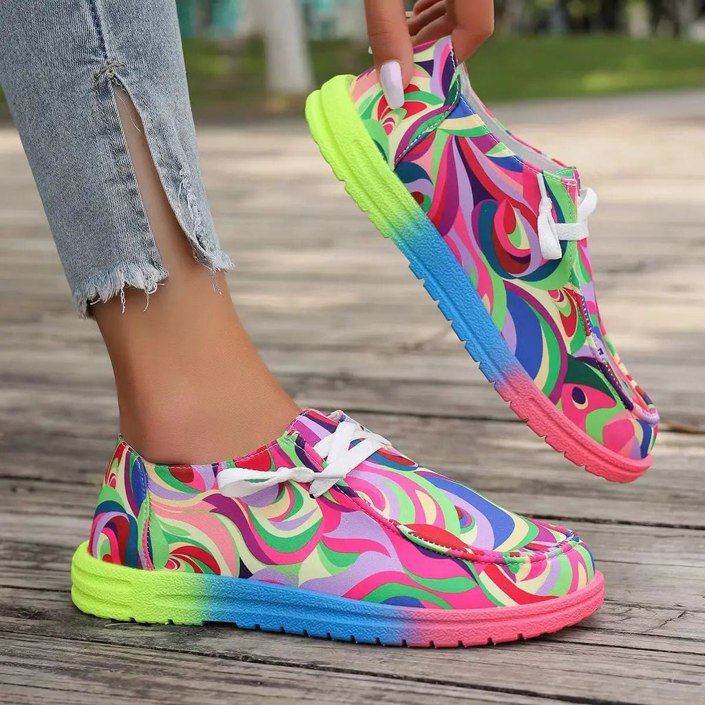 Colorful Round Toe Canvas Slip - Ons - GlossiChic CollectionShoes