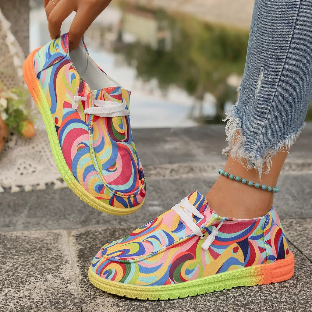Colorful Round Toe Canvas Slip - Ons - GlossiChic CollectionShoes