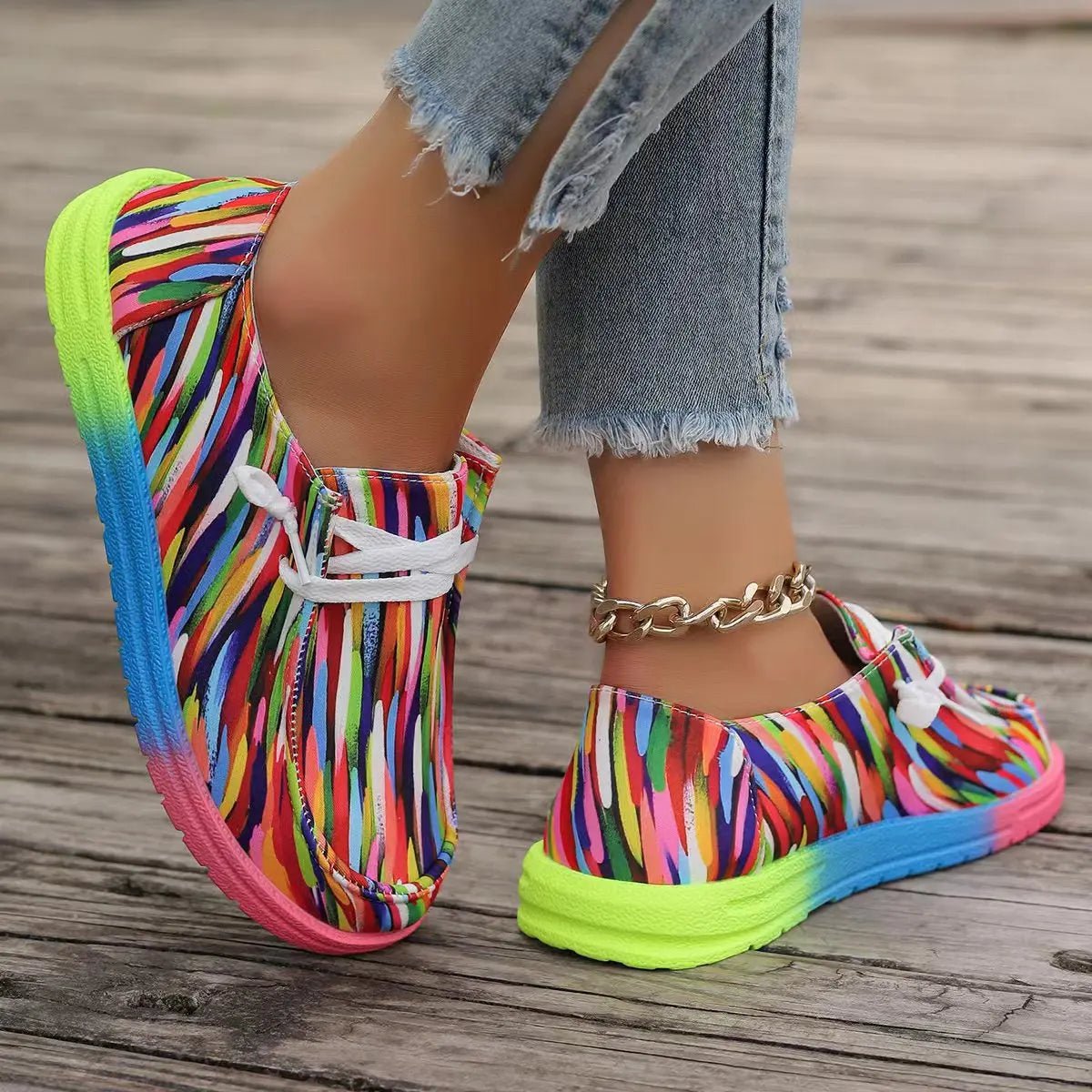 Colorful Round Toe Canvas Slip - Ons - GlossiChic CollectionShoes