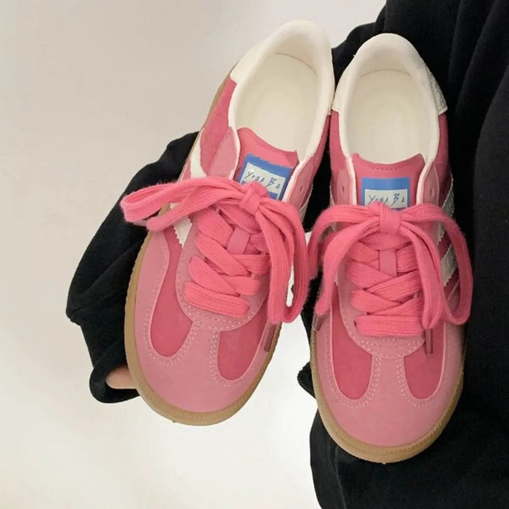 Contrast Round Toe Flat Sneakers - GlossiChic CollectionShoes
