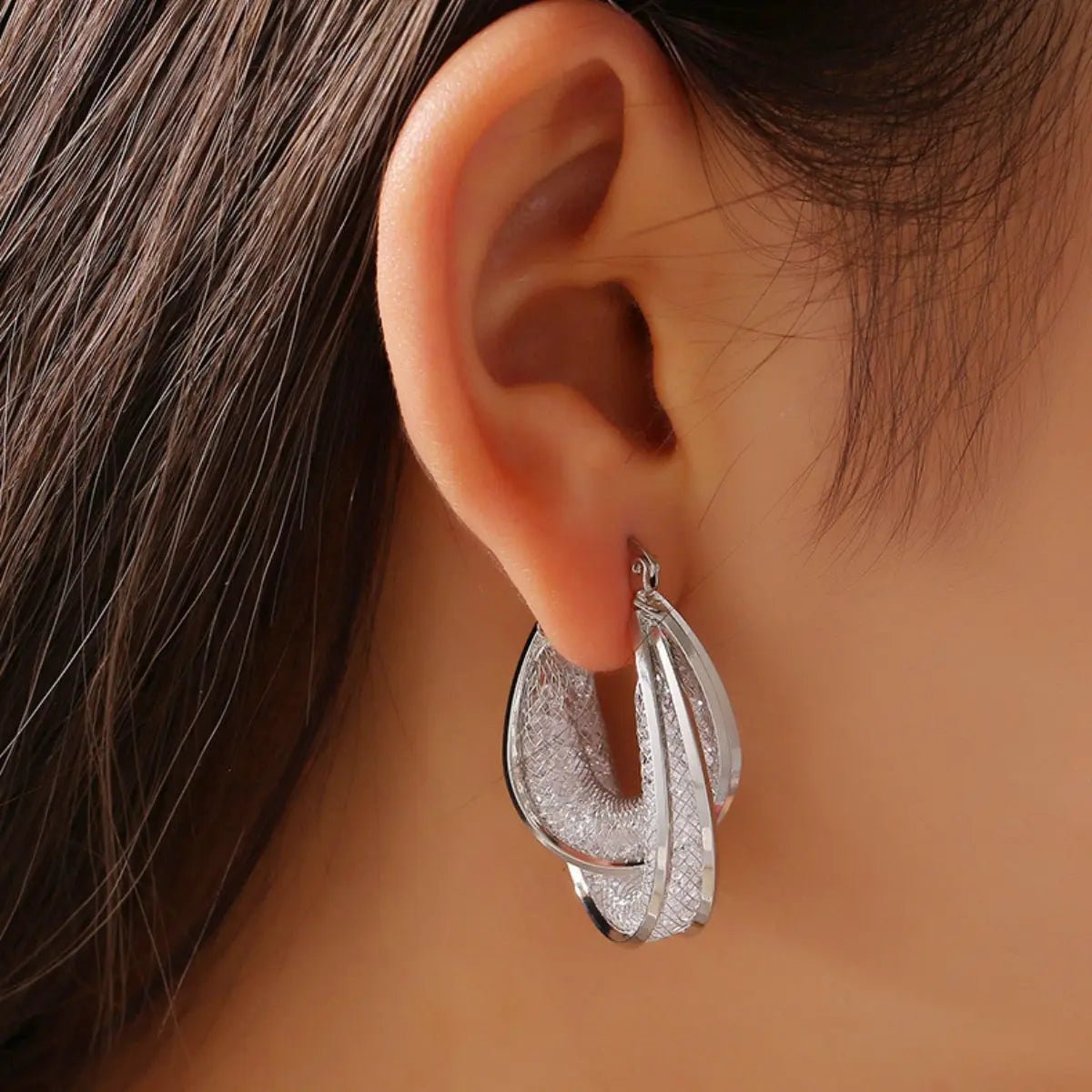 Copper Glass Stone U Shape Earrings - GlossiChic CollectionEarrings