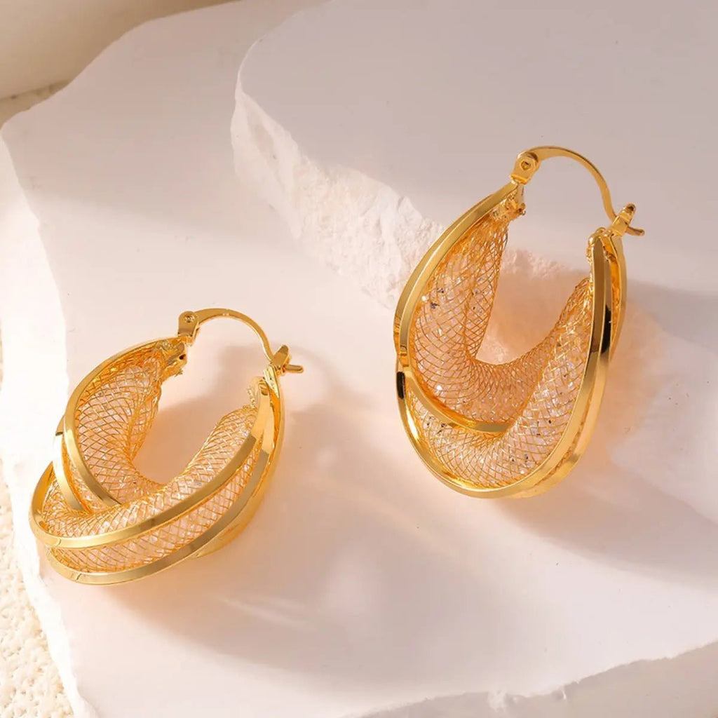 Copper Glass Stone U Shape Earrings - GlossiChic CollectionEarrings