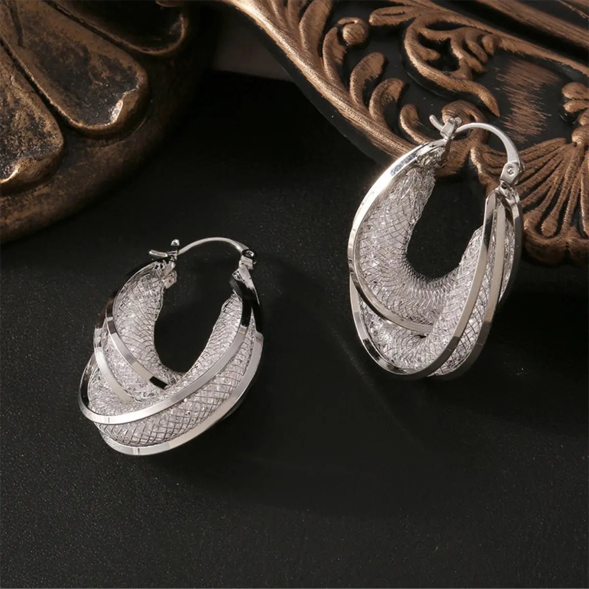Copper Glass Stone U Shape Earrings - GlossiChic CollectionEarrings