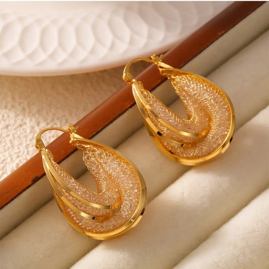 Copper Glass Stone U Shape Earrings - GlossiChic CollectionEarrings