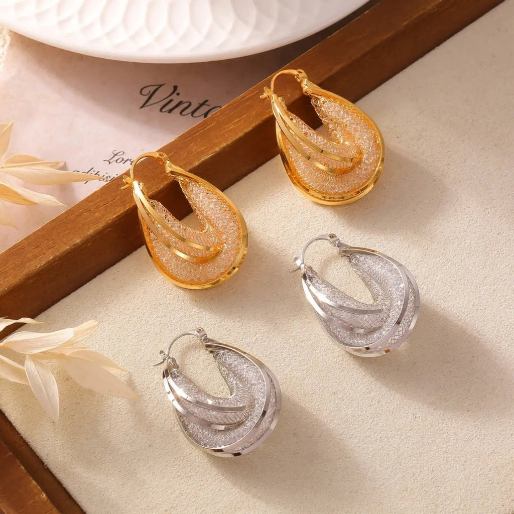 Copper Glass Stone U Shape Earrings - GlossiChic CollectionEarrings