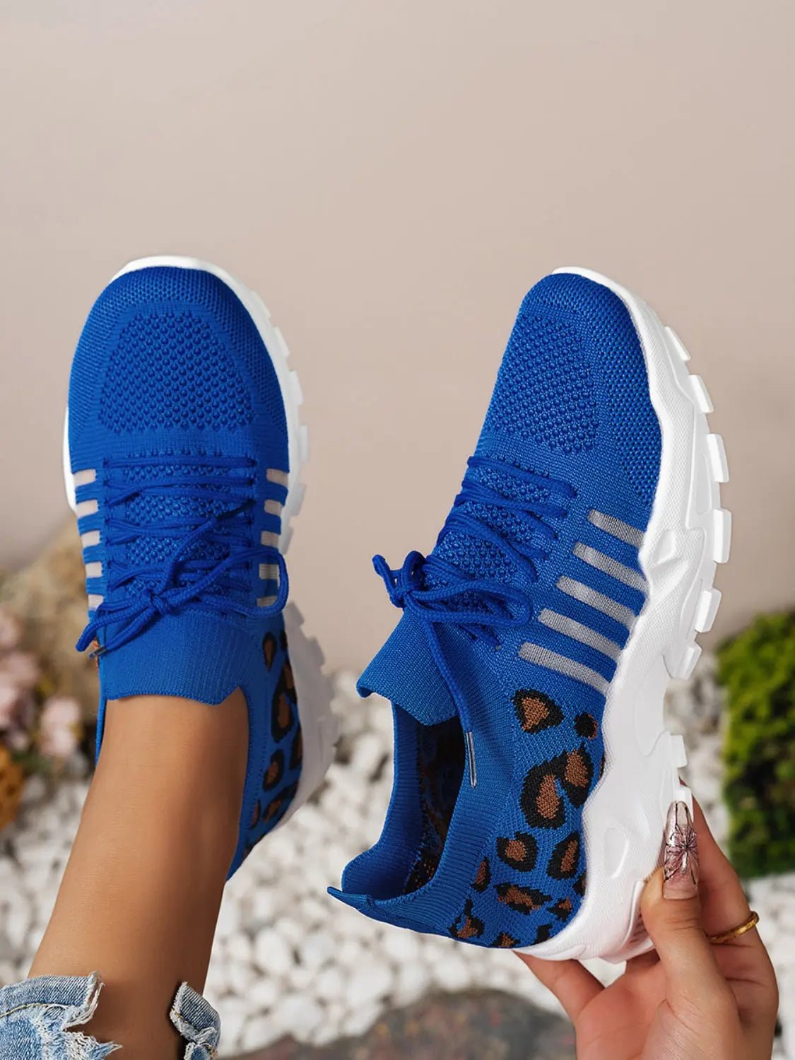 Cutout Leopard Lace Up Mesh Athletic - GlossiChic CollectionShoes