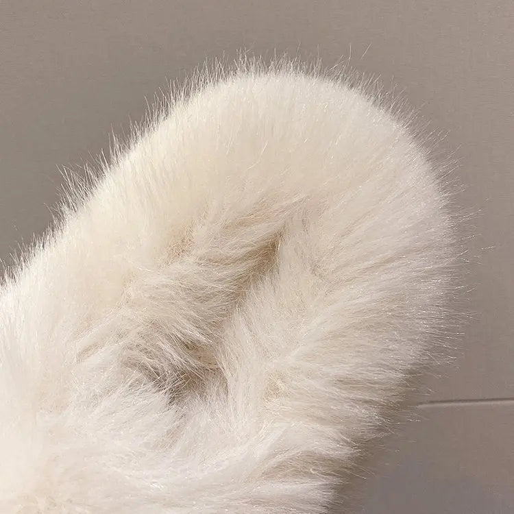 Fuzzy Open Toe Platform Slippers Trendsi