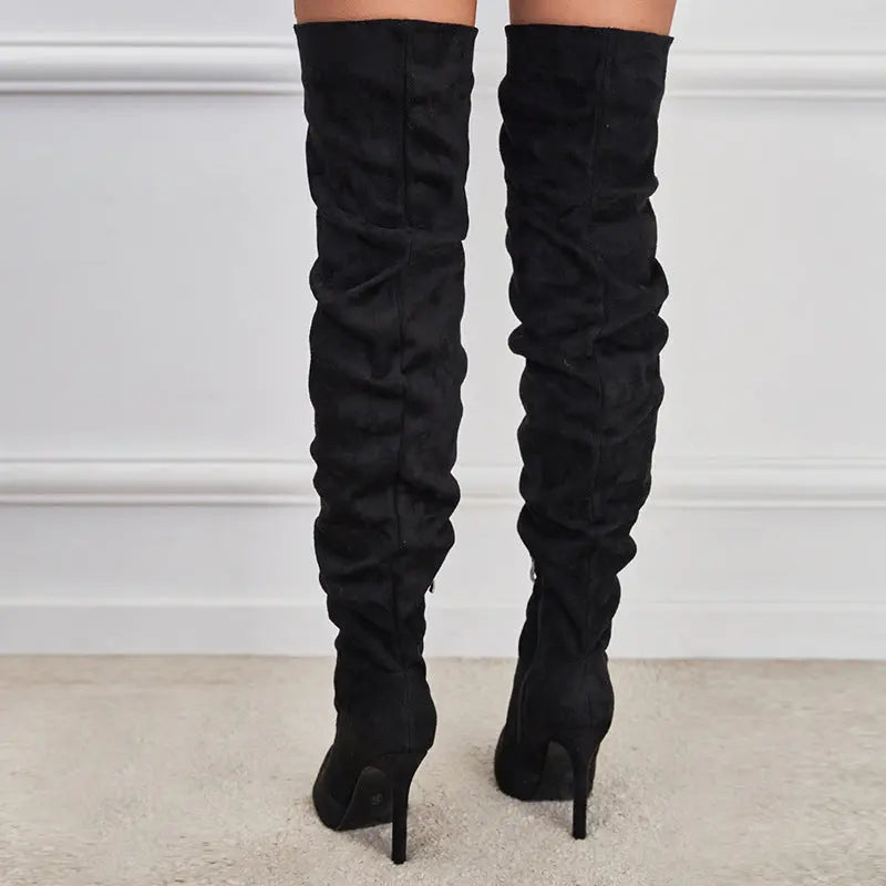 Over The Knee Pointed Toe Stiletto High Heel Boots GlossiChic Collection