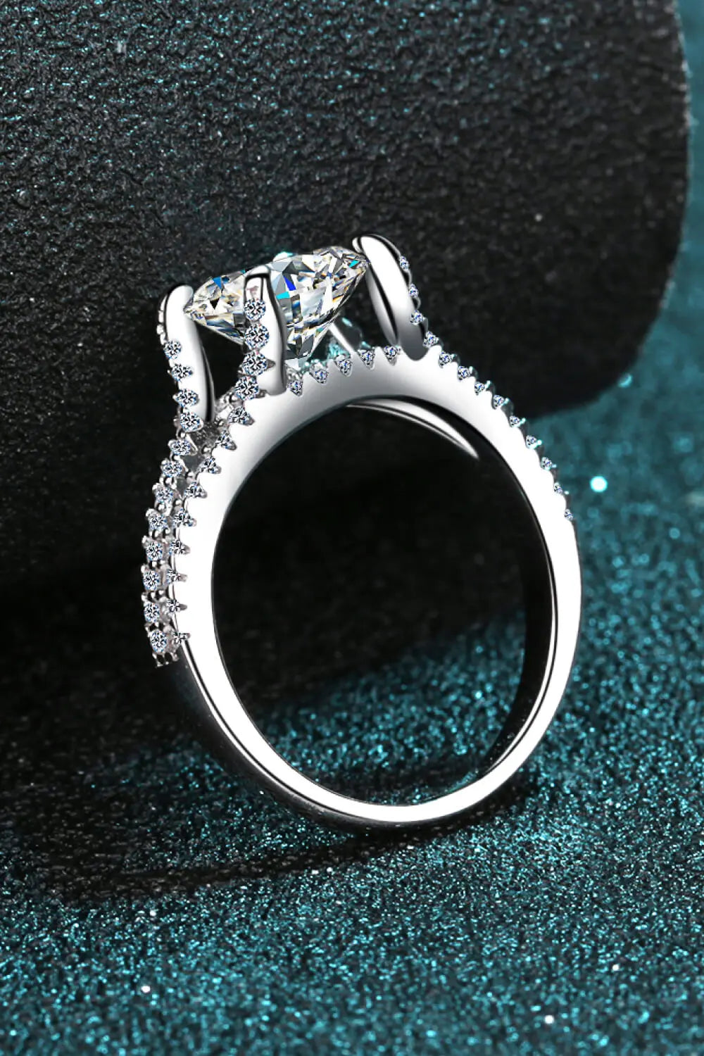 Stylish Moissanite Sterling Silver Ring Trendsi