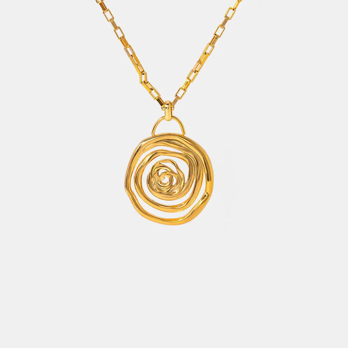 18K Gold-Plated Stainless Steel Spiral Pendant Necklace - GlossiChic Collection