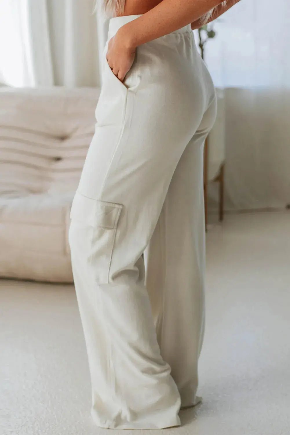 Drawstring High Waist Pants with Pockets - GlossiChic CollectionJeans, Pants, & Shorts