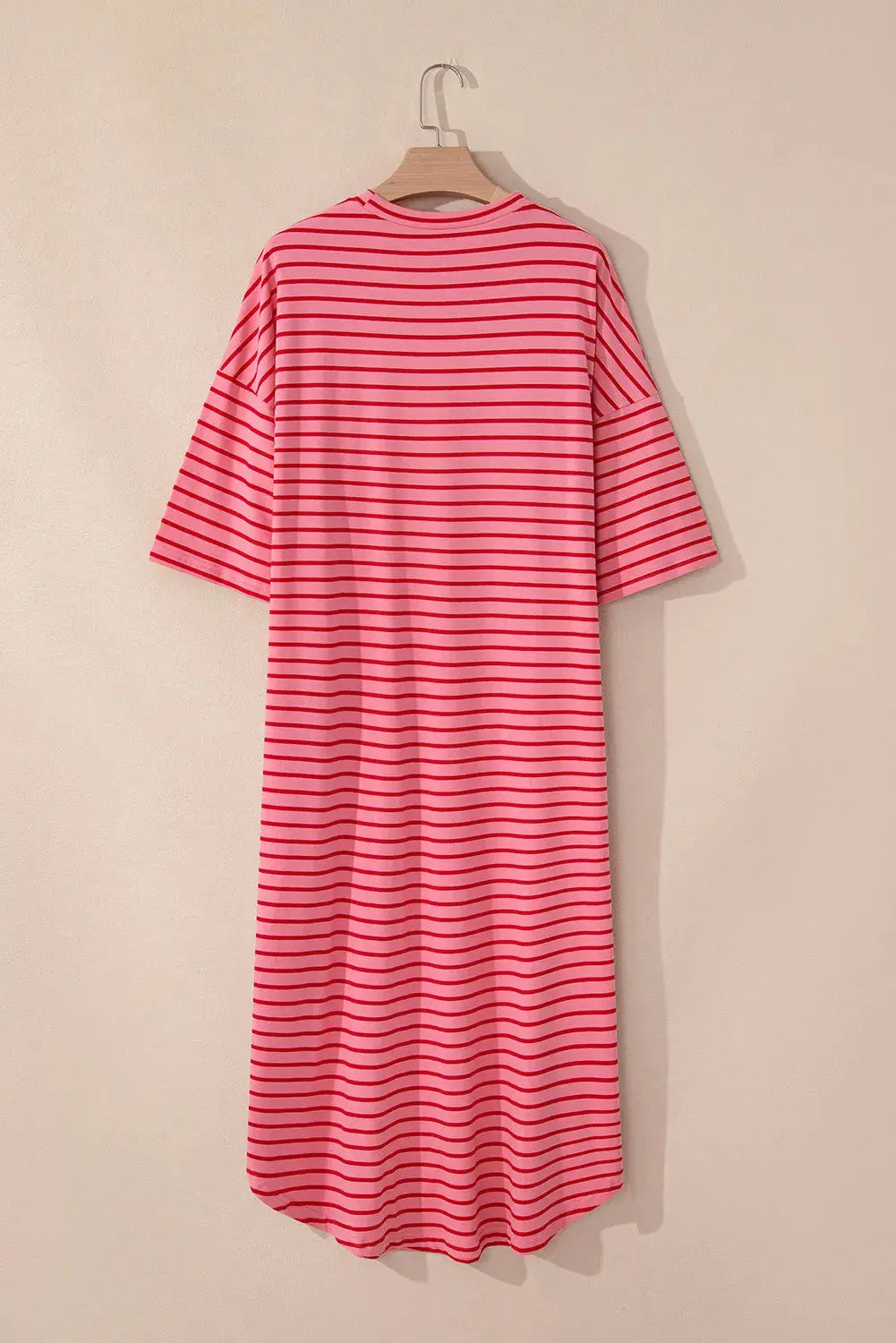 Pocketed Striped Half Sleeve Tee Dress Trendsi